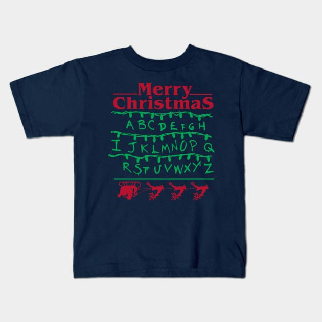 Merry Christmas Stranger Things Kids T-Shirt by Juniorilson